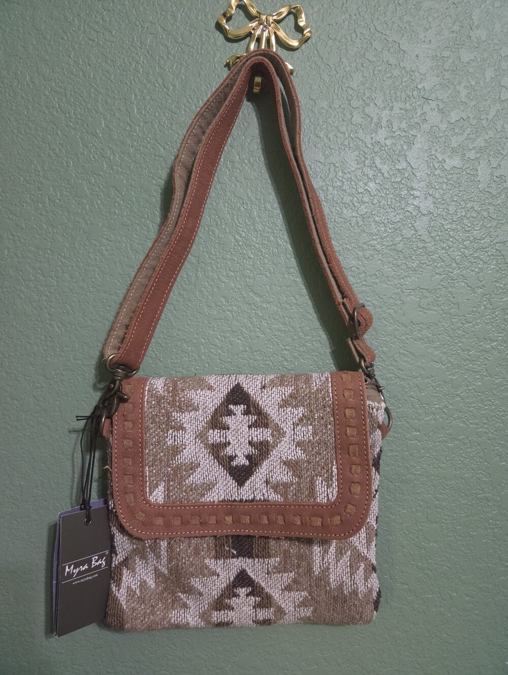 Myra Bag Brown and Cream Southwestern Crossbody Shoulder Bag